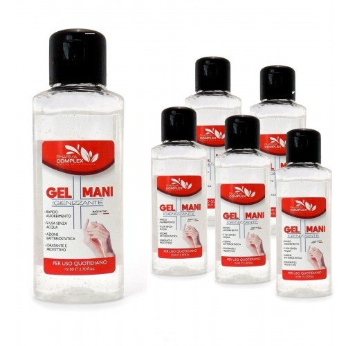 PACK DA 6X GEL IGIENIZZANTE PER LE MANI DISINFETTANTE PROFUMATO 80ml P.COMPLEX