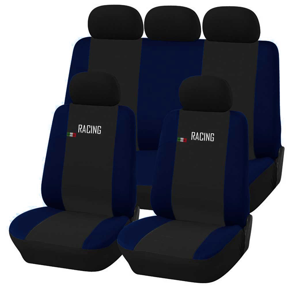 COPRISEDILI UNIVERSALI PER AUTO KIT ANTERIORE E POSTERIORE BLU ROYAL / NERO  SOFT